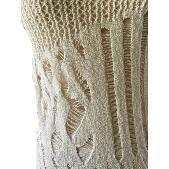 Zara Knitted Side Cutout Crochet Sweater Tank Top Sleeveless Cream Ivory M NWT - Picture 8 of 16